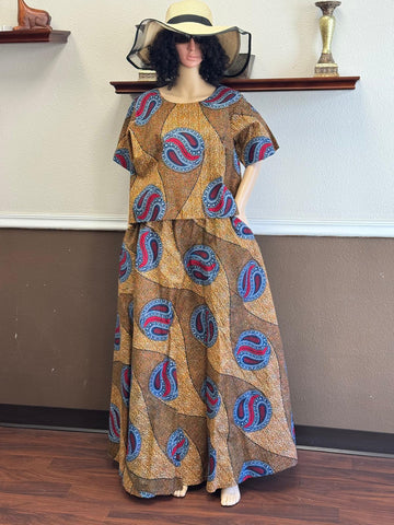 Ankara Crop Top and Flare Skirt