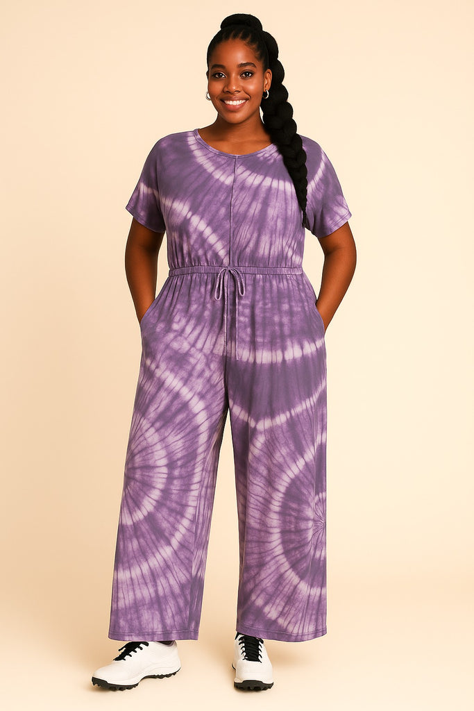Lavender Bloom Silk Tie-Dye Jumpsuit