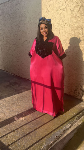 Satin and Sequence Full Length Dress