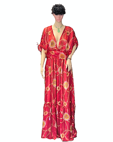 Flowing Red Maxi Kaftan Dress – Elegant African-Inspired Women’s Clothing