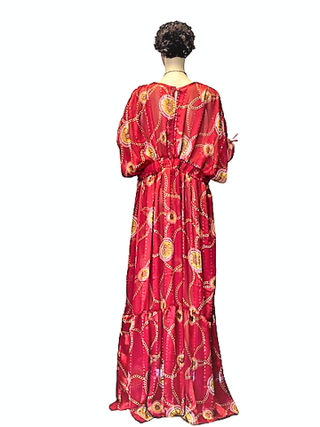 Flowing Red Maxi Kaftan Dress – Elegant African-Inspired Women’s Clothing