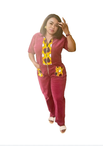 Ankara mix Corduroy jumpsuit