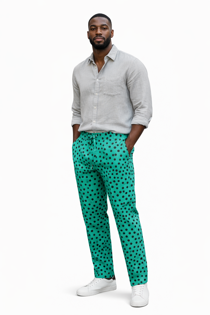 Mint Polka Dot Ankara Tailored Shorts