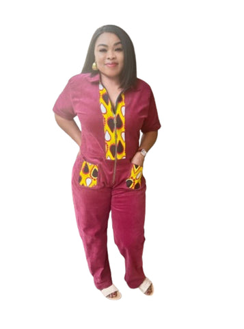 Ankara mix Corduroy jumpsuit