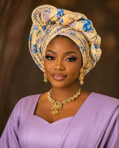 Luxury Brocade Gele Headwrap – Ready-to-Wear Statement Piece