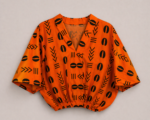 Bold Ankara Print Two-Piece Set – Cropped Top & Wide-Leg Pants