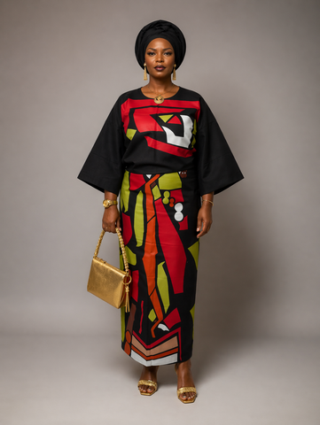 Elegant Aso-Oke Iro & Buba Set with Classic Black Gele