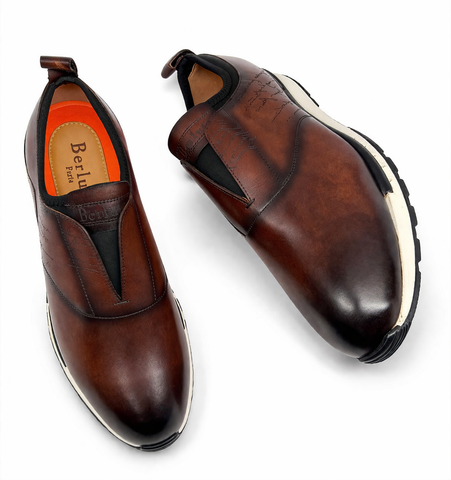 Classic Brown Slip-On Leather Shoes - Berluti