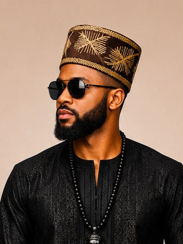 Brown & Gold Embroidered Royal Heritage Cap