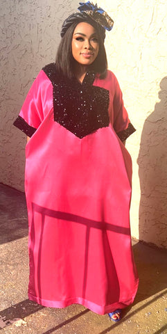 Satin and Sequence Full Length Dress