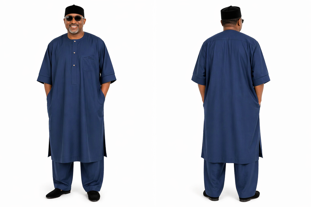 Men’s Deep Teal Oversized Kaftan Set with Extended Length & Matching Trousers