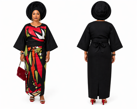 Elegant Aso-Oke Iro & Buba Set with Classic Black Gele