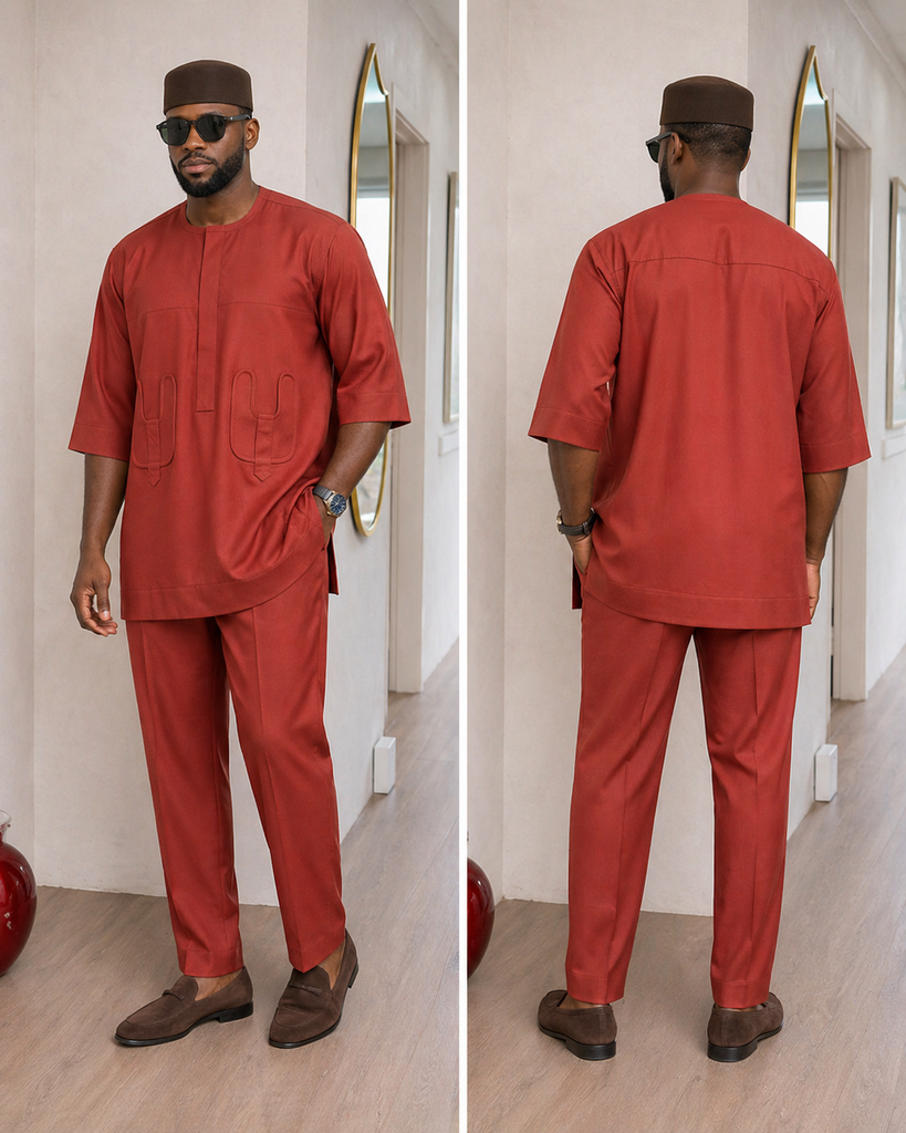 Rust Red Senator Set with U-Cut Pocket Detail