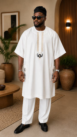 Regal Ivory Embroidered Danshiki Set