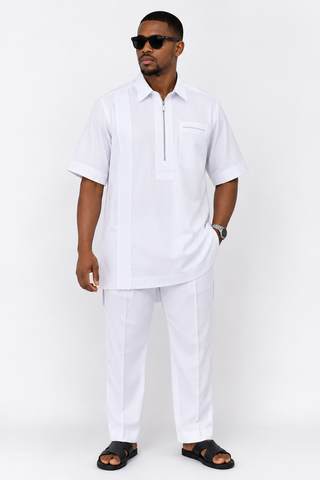FloFlourish Signature White Zip-Collar Men’s Set