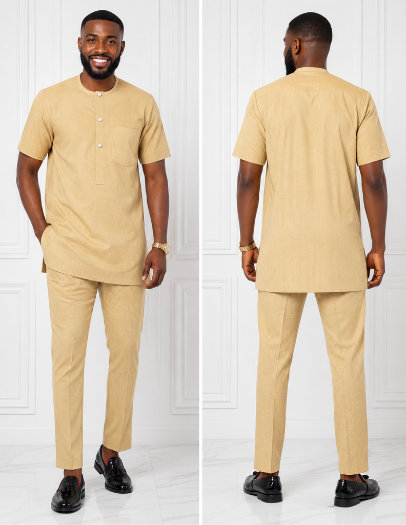 FloFlourish Classic Golden Beige Short-Sleeve Senator Set