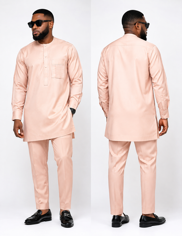 Luxe Peach Silk-Viscose Senator Set
