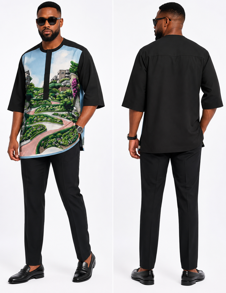 Scenic Garden Print Men’s Contemporary Senator Set
