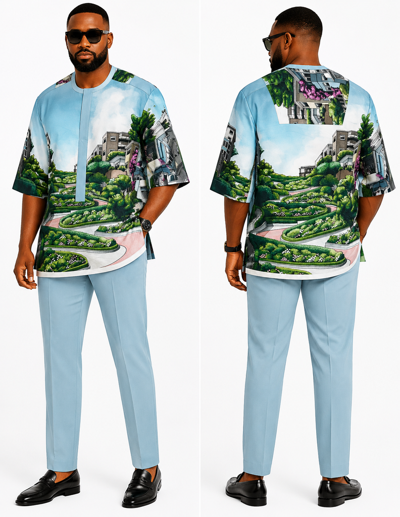Sky Garden Scenic Print Men’s Senator Set