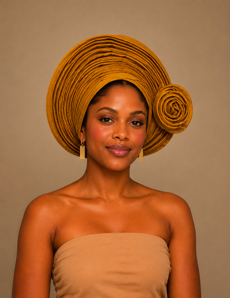 Golden Rose Pleated Auto Gele