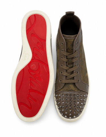 Christian Louboutin Olive Brown Spike High-Top Sneaker(PRE-USED)47