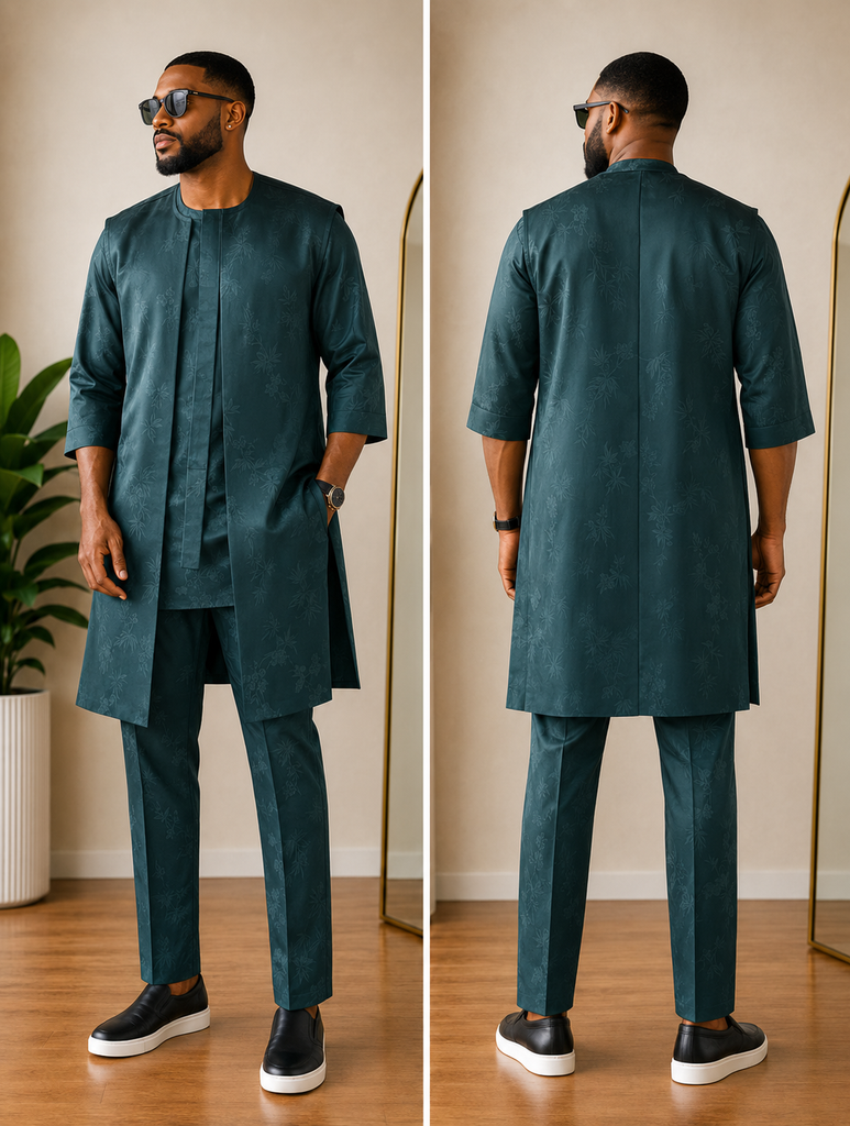 Emerald Prestige Three-Piece Men’s Jacquard Set