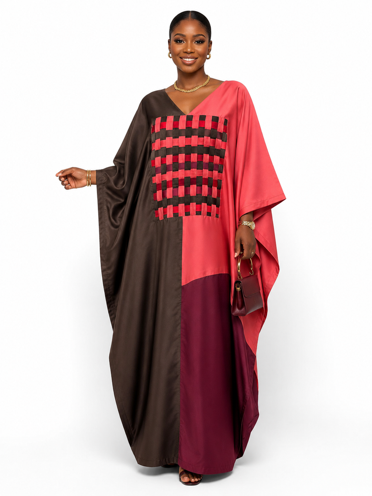 FloFlourish Luxe Colorblock Woven Panel Bubu Kaftan