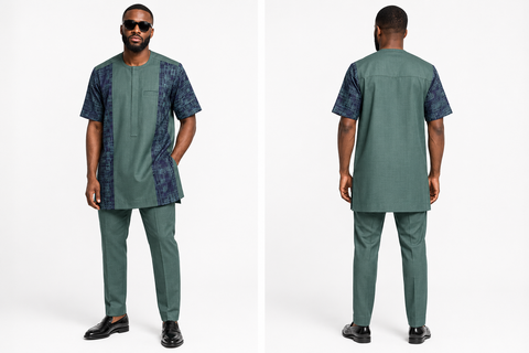 Forest Green Contrast Short-Sleeve Senator Set