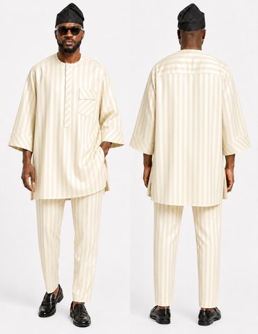 Ivory Luxe Striped Senator Set