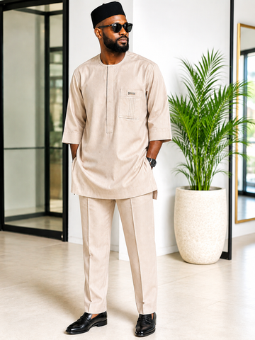 Premium Sand Beige Textured Senator Set – Executive Luxury Collection