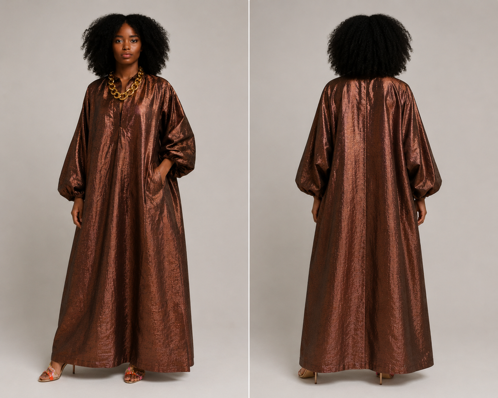 Copper Luxe Full-Length Organza Bubu Dress