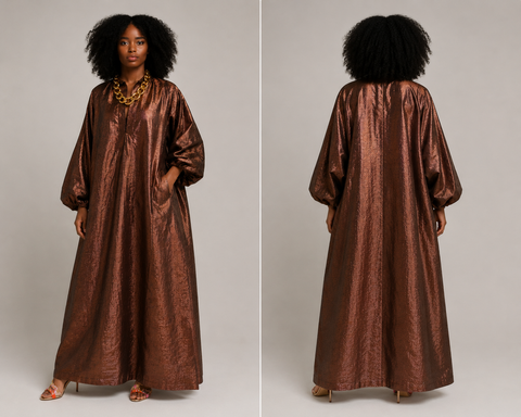 Copper Luxe Full-Length Organza Bubu Dress