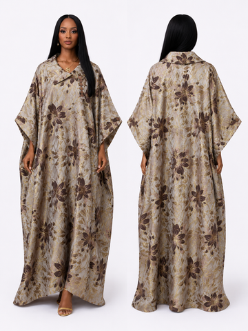 Golden Blossom Damask Bubu Dress