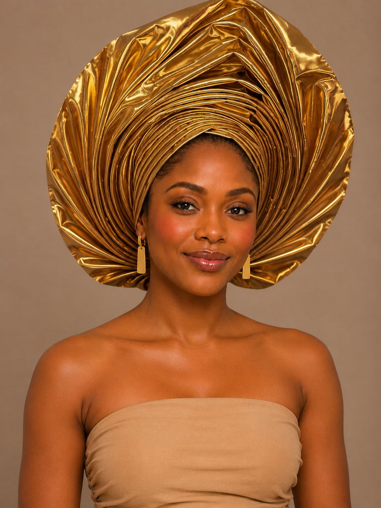 Royal Gold Metallic Auto Gele Headwrap