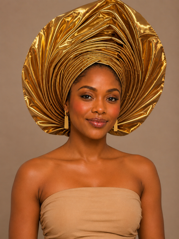 Royal Gold Metallic Auto Gele Headwrap