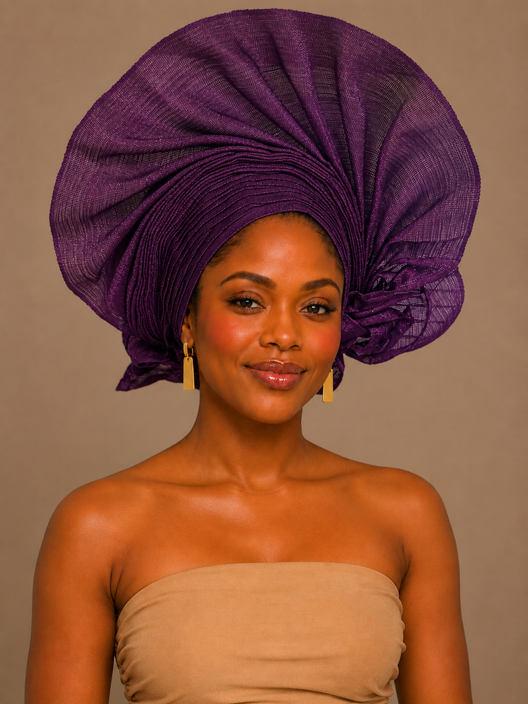 Royal Plum Organza Net Auto Gele Headgear
