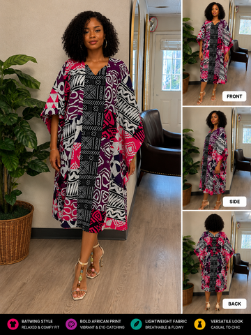 Bold Batwing African Print Bubu Dress