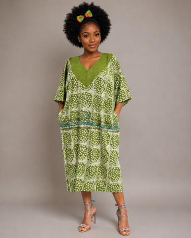 Olive Bloom Tie & Dye Pocket Dress