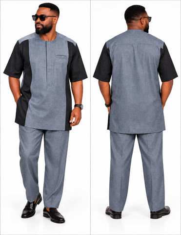 Men’s Ash Gray & Black Contemporary Senator Set