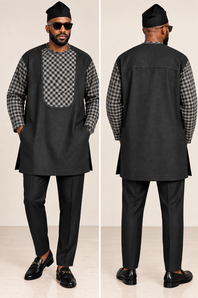 Classic Black & Gray Checkered Men's Senator Set