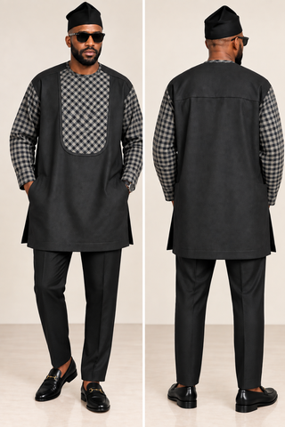 Classic Black & Gray Checkered Men's Senator Set