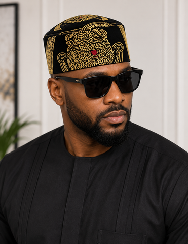 Men's Premium Isi Agu Lion Head Suede Traditional Cap