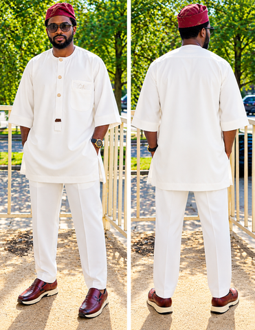 Men's Classic Ivory Three-Quarter Sleeve Senator Set