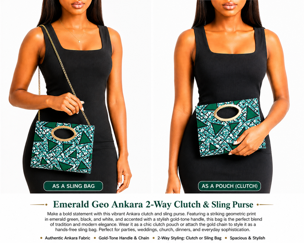 Emerald Geo Ankara 2-Way Clutch & Sling Purse