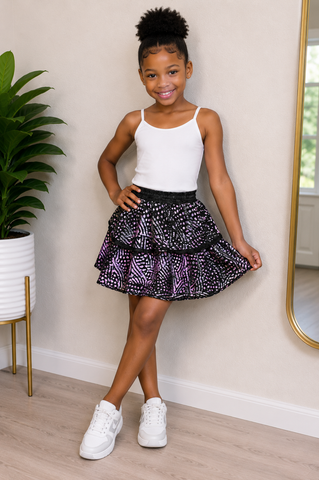 Girls’ Purple Tie-Dye 3-Layer Calypso Skirt