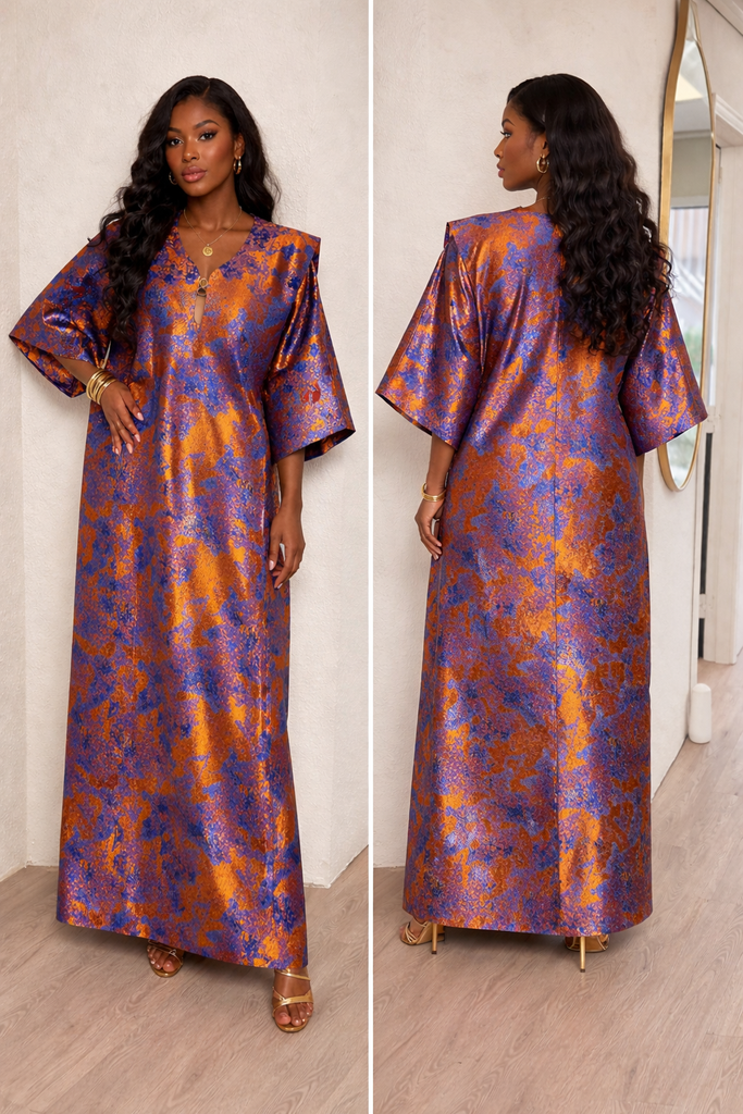 Royal Brocade Maxi Kaftan Dress