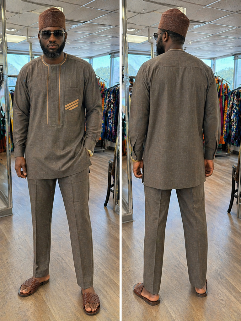 Classic Brown Senator Set with Contrast Trim Detail