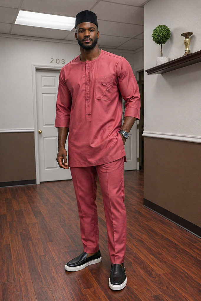 Dusty Rose Senator Set with Chest Flap Pocket – Classic Modern Fit