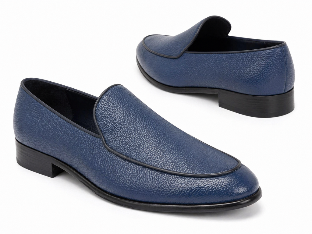 Classic Blue Leather Loafers – Sleek Slip-On Elegance