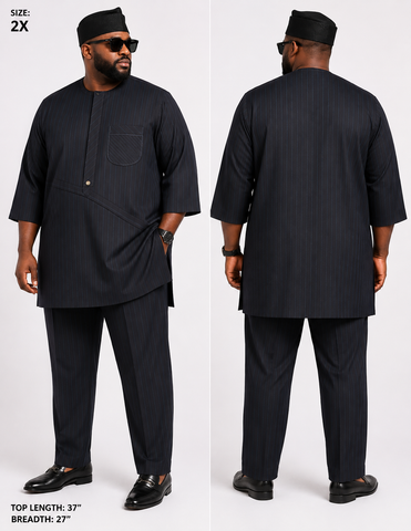 Men’s Executive Blue-Black Pinstripe Senator Set